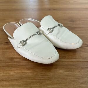 A New Day Womens White Mules Size 9 Slip Ons Mules Coastal Preppy Workwear Flats